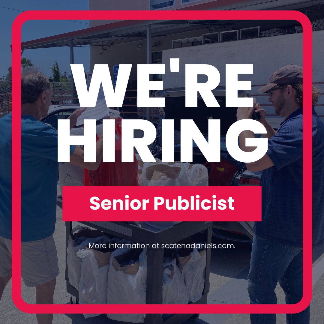 Hey, Los Angeles/Orange Counties! <a href="/ScatenaDaniels/">Scatena Daniels Communications</a> is #Hiring! We are seeking a Sr. Publicist to lead our LA/OC accounts. To apply, please check out our listing for a full description and connect with us today >> bit.ly/3Gwn0Sb