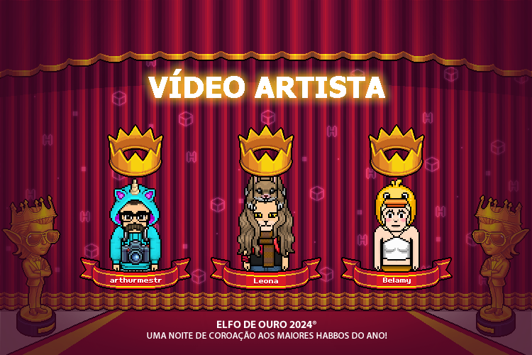 HabboNight's tweet photo. 🏆 #ElfodeOuro2024 - INDICADOS:

👑 VÍDEO ARTISTA

⬩ Leona
⬩ Belamy
⬩ arthurmestr

Parabéns aos finalistas! ✨ https://t.co/tolFk3uxyp