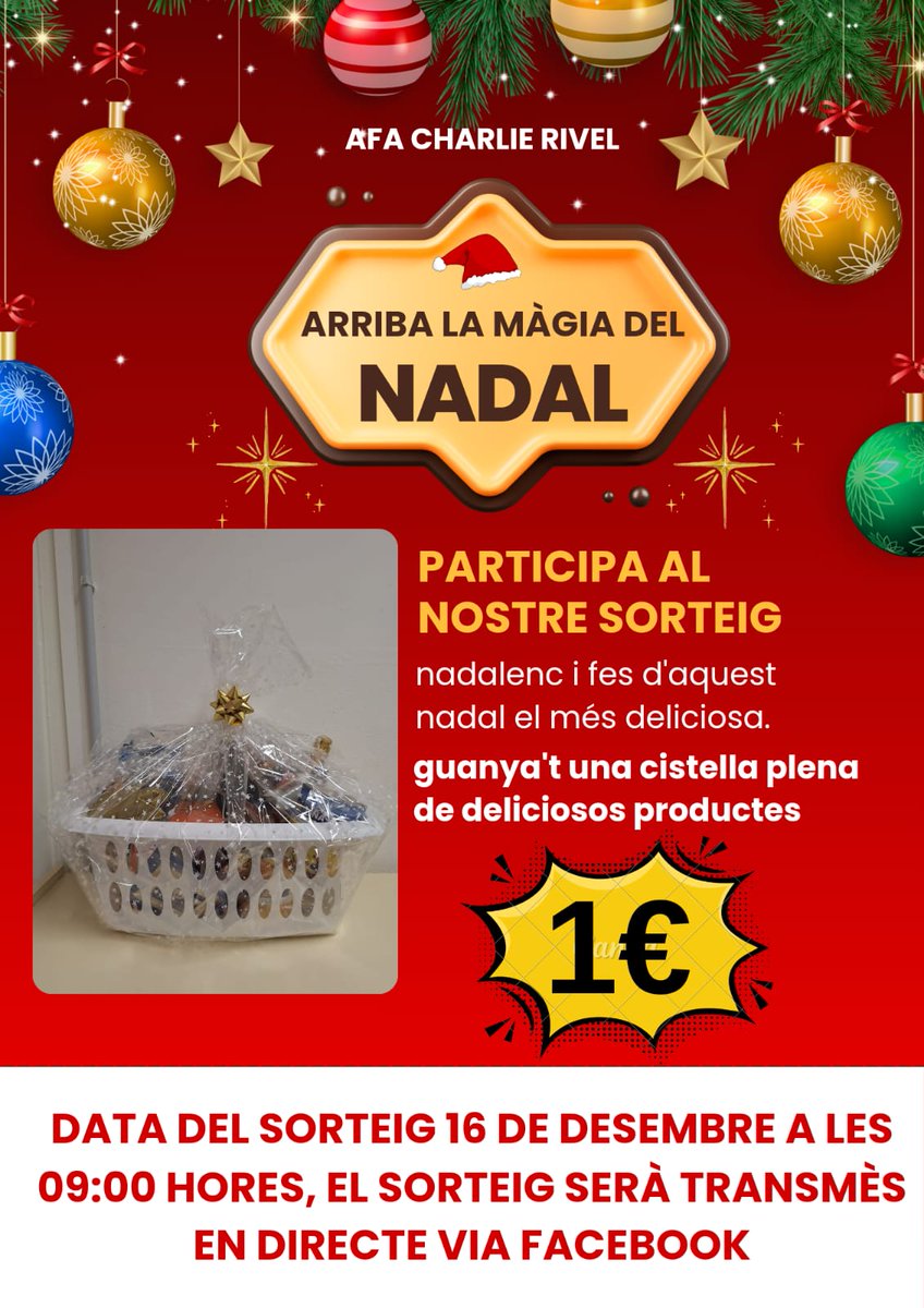 Aquí está la cesta que se rifa estas Navidades 
Boleto a 1€ pidan su número en el afa