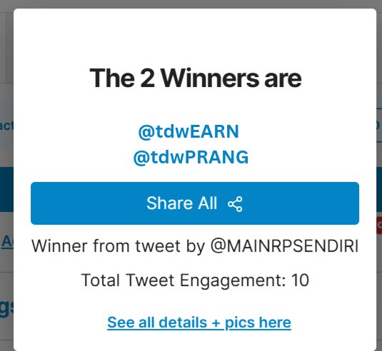 selamat kepada @tdwEARN @tdwPRANG silakan claim ke <a href="/jemiciaa/">Jema.</a>