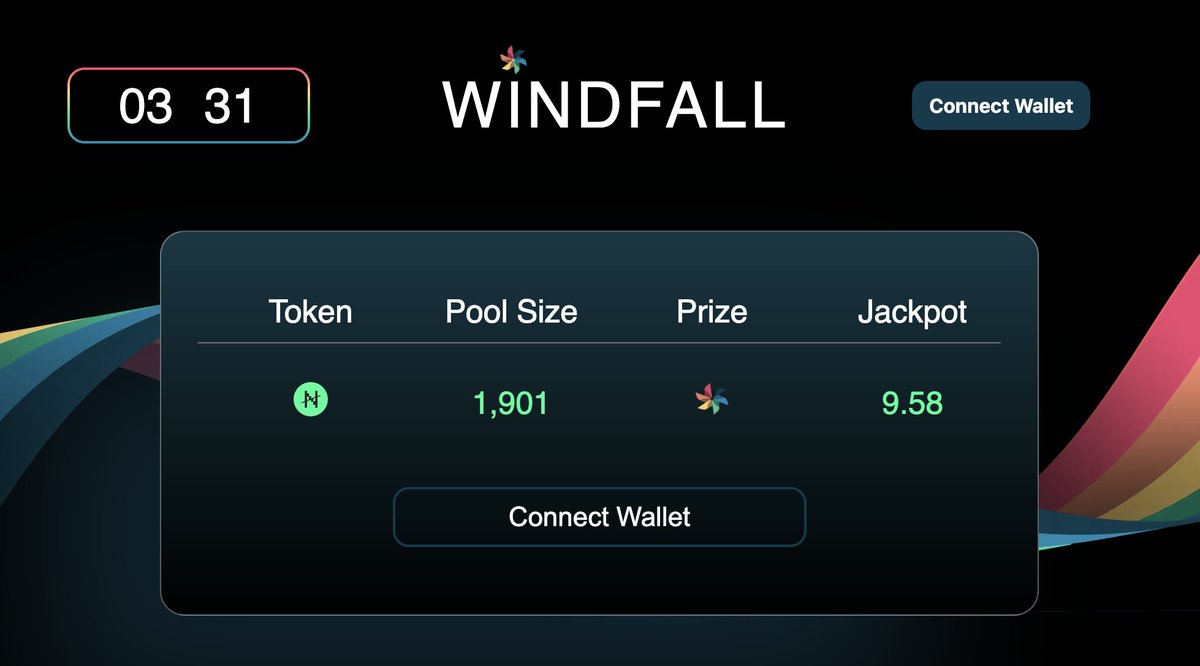 Cantonians — Windfall's alpha is LIVE 💸💸💸

🤑 Lend $Note for chances to win prizes EVERY 8 hours!

🎡 Players also earn Pinwheels every block JUST for depositing.

 The best part? 😏 It's zero cost! Get FREE, multi-daily chances to win for lending ≥0.01 $Note.