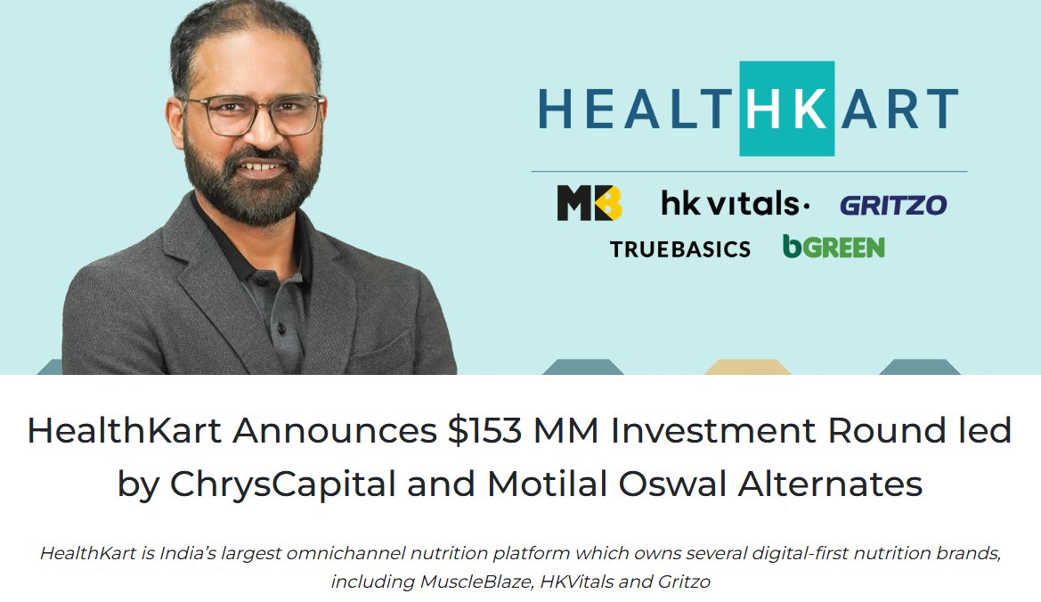 Sameer Maheshwari (@sameermahesh) on Twitter photo Excited to announce $153mm round at <a href="/Healthkart/">HealthKart</a>. Delighted to welcome new investors – ChrysCapital, Motilal Oswal and <a href="/NeoGroup_India/">Neo Wealth and Asset Management</a>. Thank <a href="/peakxvpartners/">Peak XV Partners</a> for amazing support during last 13 yrs. Announcing first ESOP buyback program of INR 55Cr for current and former employees Excited to announce $153mm round at <a href="/Healthkart/">HealthKart</a>. Delighted to welcome new investors – ChrysCapital, Motilal Oswal and <a href="/NeoGroup_India/">Neo Wealth and Asset Management</a>. Thank <a href="/peakxvpartners/">Peak XV Partners</a> for amazing support during last 13 yrs. Announcing first ESOP buyback program of INR 55Cr for current and former employees