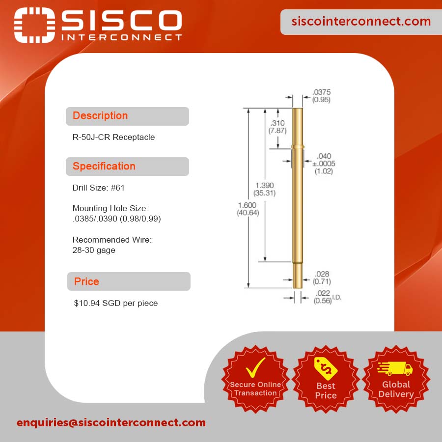 siscointercon's tweet photo. R-50J Receptacle
Product Link: https://t.co/aerkDPTjSk
Available at https://t.co/2uSOngNXLo

Worldwide Shipping | Secure Online Transaction | Ready Stock
#engineering #electroniccomponents #semiconductor #technology #contactprobes #ProbePins #Manufacturing #Aerospace #Automotive https://t.co/JA21AeSFSN