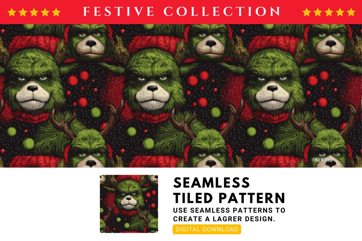 K9WorksTH's tweet photo. Download for #FREE 'FESTIVE COLLECTION' seamless pattern >> https://t.co/8hWo94ySMZ

#creativefabrica #grinch #Xmas #Seamless #DigitalProduct #instantdownload #Christmas #Snowman #Raindeer #Santaclaus #ChristmasTree #Sales #BackFriday #Cowboys #WWERaw #AskShadow #Trending #crafts https://t.co/V5CTCndx5S