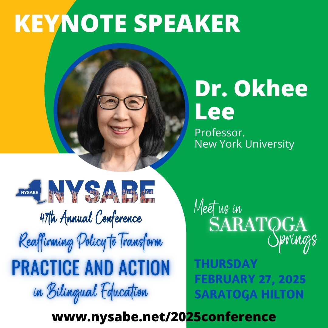 NYSABE ANNOUNCES 47th ANNUAL CONFERENCE KEYNOTE SPEAKER DR. OKHEE LEE 

Lee was a member of the Next Generation Science Standards (NGSS) writing team and served as leader of the NGSS Diversity and Equity Team. 
nysabe.net/2025conference
#NYSABE2025