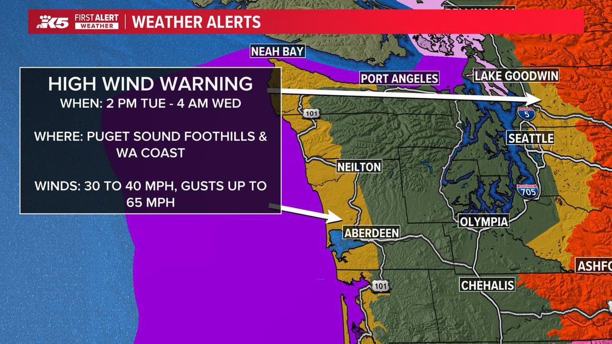 AClaibonWx's tweet photo. Our next system is expected to strengthen rapidly overnight &amp; eventually Tuesday afternoon bring another round of steady rain, blustery winds, &amp; heavy mountain snow which will combine for blizzard conditions in the Cascades. Gusty lowlands too (35-50mph) #k5fall #k5weather #wawx https://t.co/9fRh8Gawcl