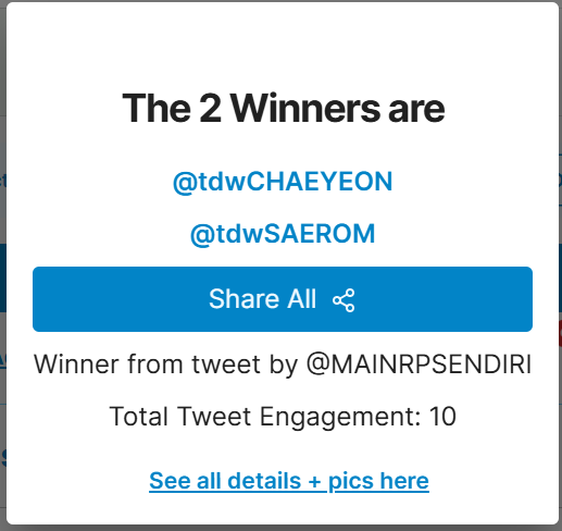 selamat kepada @tdwCHAEYEON @tdwSAEROM , bisa diclaim di <a href="/dkaiano/">darrel</a>