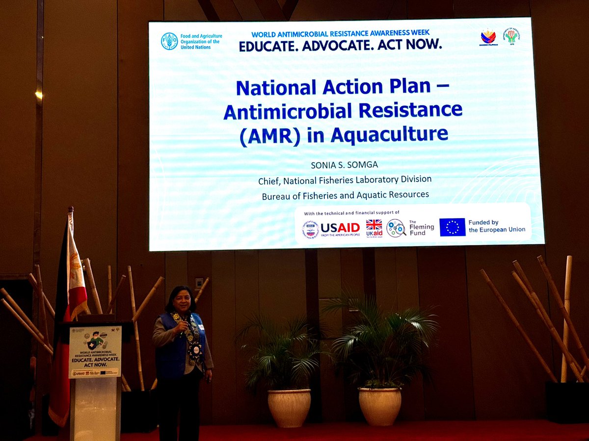 dabbadie's tweet photo. Thank Dr. Sonia Somga #BFAR for presenting the Philippine National Action Plan on AMR and for all the good work. You are a driving force for modernising 🇵🇭aquaculture sector and make it abide by the highest quality standards #WAAW2024 #iAMResponsible https://t.co/OoydqZ2r2Q