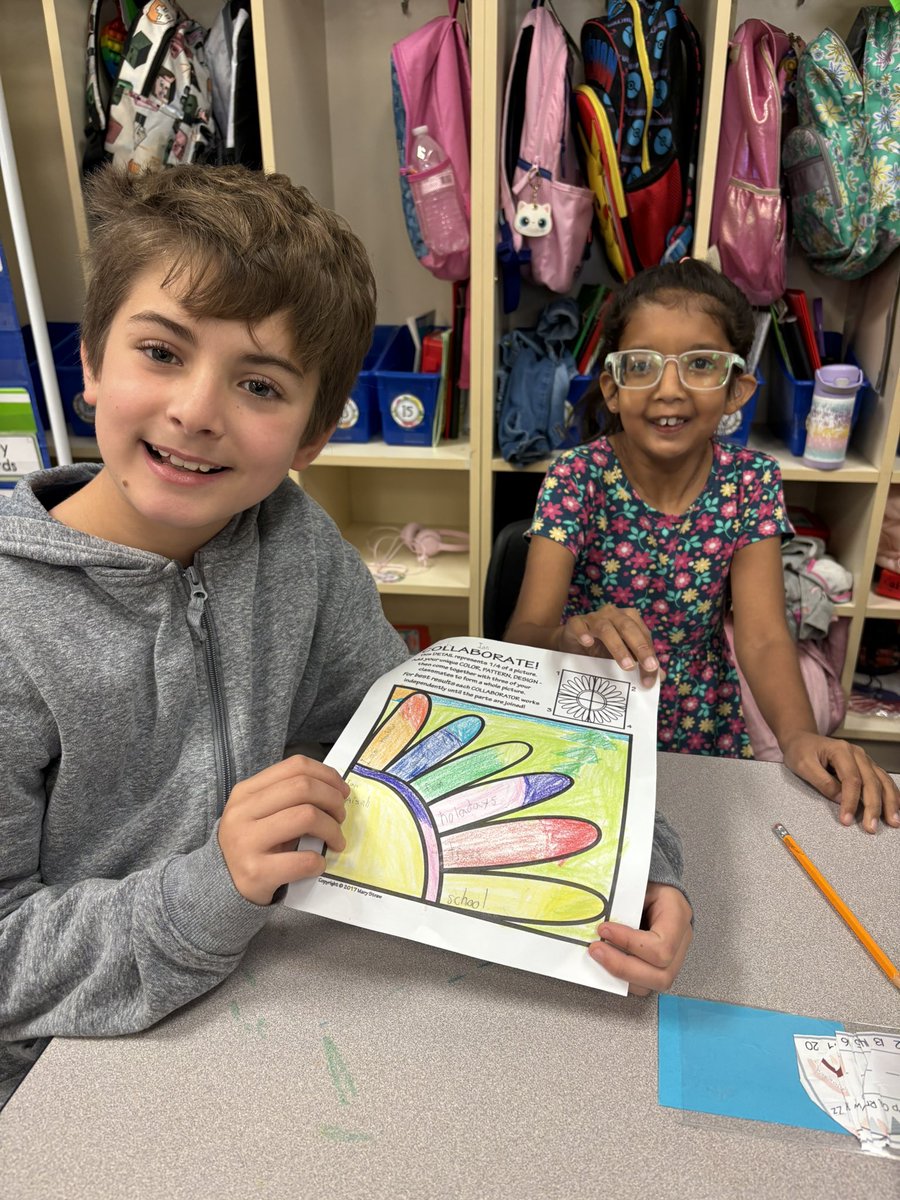 MrsAdam1010's tweet photo. Cat ConnectionsโNovember 2024. Mrs. Mooreโs 3rd grade class collaborated with my 1st grade class. Partnerships each worked on a single piece of a flower, writing what theyโre thankful for. Big kids helped little kids spell. #groWHere @WHE_Whiskers @Moore_WHES https://t.co/fpdmu256wb