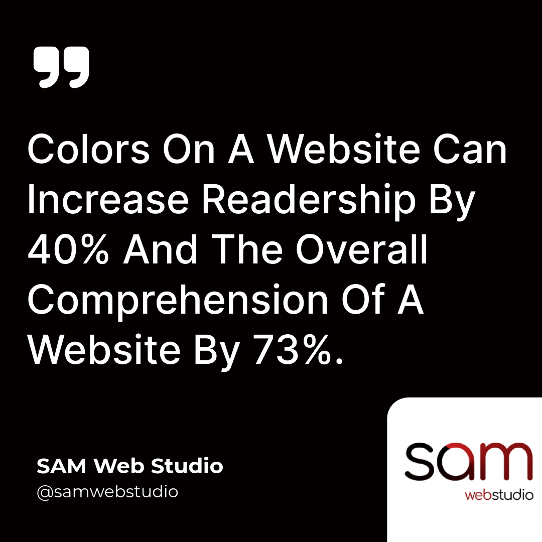 samwebstudio's tweet image. Colors On A Website Can Increase Readership By 40% And The Overall Comprehension Of A Website By 73%.
☎️Call: 09968353570
👉Visit: samwebstudio.com
.
#websitecolor #websitedesign #colorselection #websitefact #websitecolorfact  #branding #accessibility #accessibilitymatters