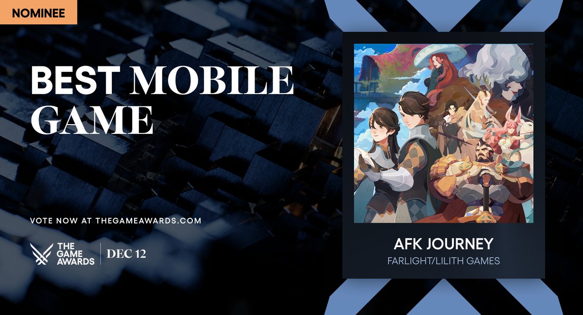 Big news! 🎉 AFK Journey <a href="/AFK_Journey/">AFK Journey</a> is nominated for Best Mobile Game of the Year at The Game Awards!

A huge thanks to our amazing team &amp; community—this wouldn’t be possible without you. ❤️

Show your support by voting here: thegameawards.com/nominees/best-…

Every vote counts! 🙌