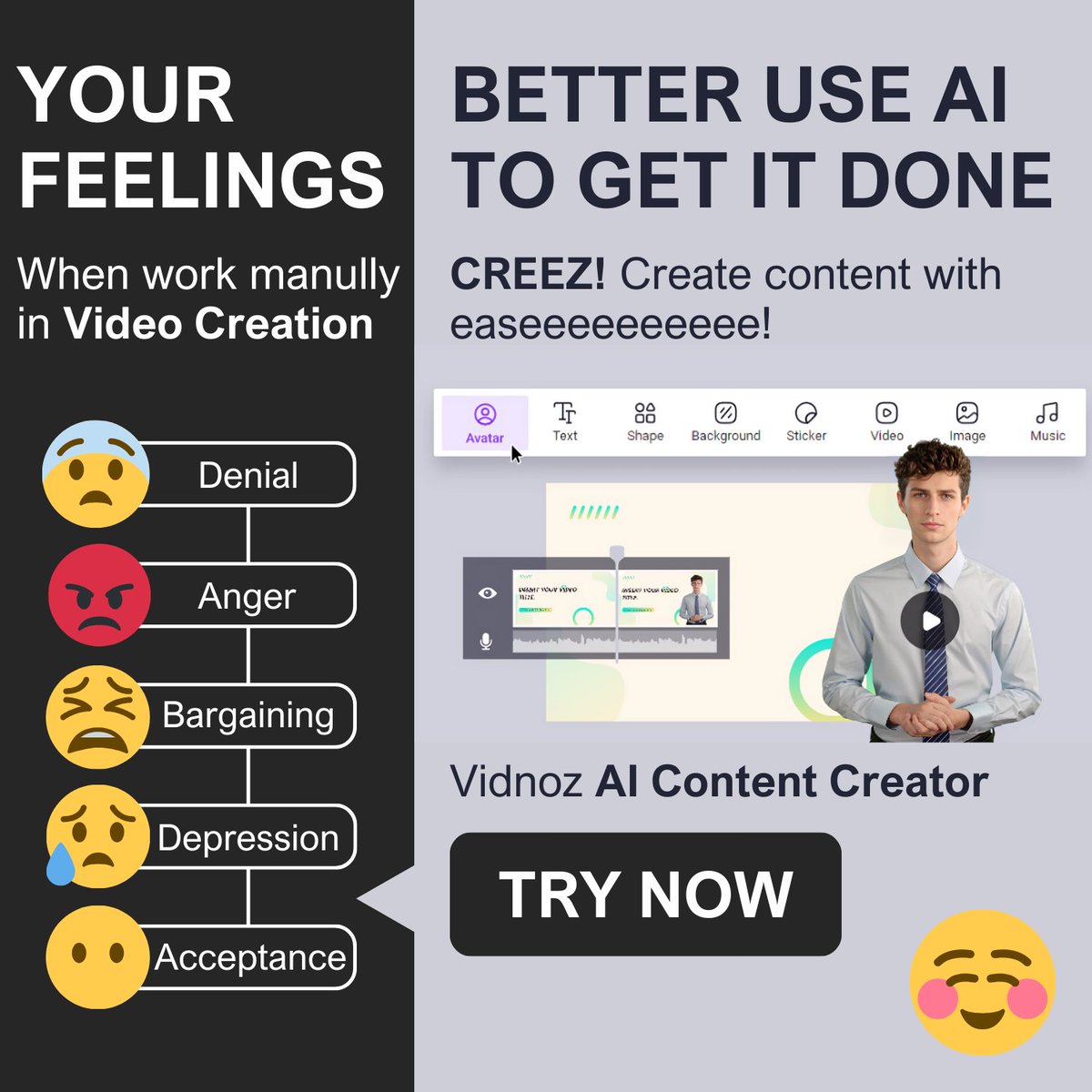 vidnoz_official's tweet photo. Your feeling when working with Vidnoz AI - CREEZ! Create content with easeeeeee!!!

🔗 https://t.co/KkfTQhPwwW

#VidnozAI #AIContentCreator #Creez #Createwithease https://t.co/xS8psCLUD8