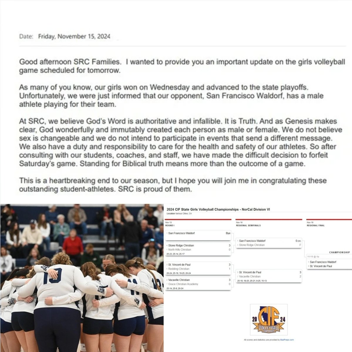 turlock_eagles's tweet image. We stand with Stoneridge Christian in their courageous stand for Biblical truth!  In a time when standing firm requires great sacrifice, we applaud these young women and their school for choosing faith over victory and advocating for fair and safe competition for female athletes.