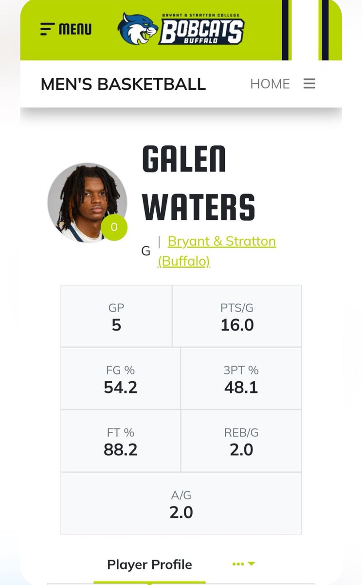 Man Up Alumni <a href="/GWaters0/">Galen Waters</a> is having a good junior season campaign so far playing for Bryant &amp; Stratton Buffalo. He had 27 points against Maine-Fort Kent this past weekend and is averaging 16pts per game while shooting 54% from the field.  Keep working Galen.  #ManUp
