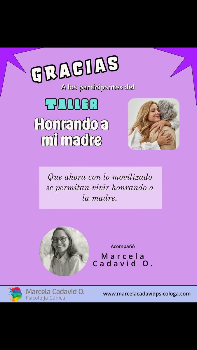 marcejw1's tweet photo. Gracias a los participantes del Taller Honrando a mi madre.
Que ahora con lo movilizado se permitan vivir honrando a la madre.

#berthellinger
#marcelacadavidpsicologa
#psicologiaalternativaser
#constelacionesfamiliares
#mamá
#éxito https://t.co/Cn0ED0zzeX