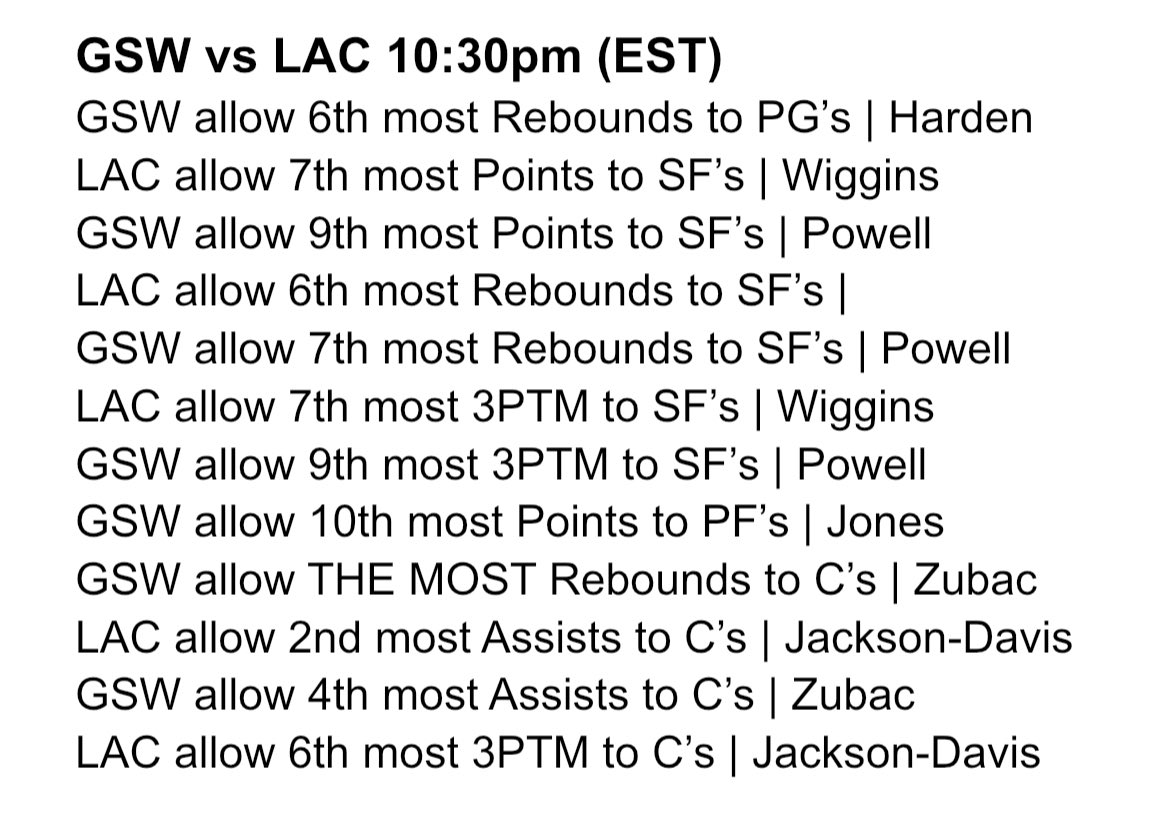Heisenbets777's tweet image. NBA Cheat Sheets For The Rest of The Games

❤️ LIKE this post if you want the sheets early in the day for tomorrows games

NBA Defense vs Position for…

Magic @ Suns
Hawks @ Kings
Warriors @ Clippers

#GamblingX #NBA #CheetSheet