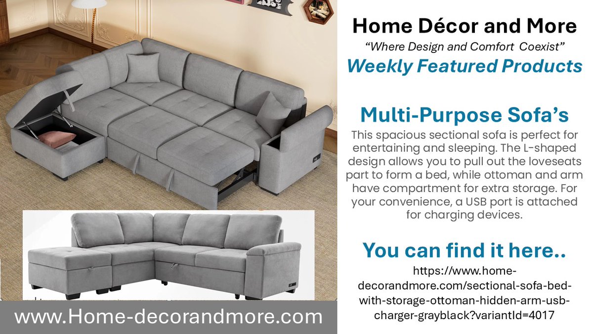 homedecorndmore's tweet image. Stylish sofas delivered to your door! 🛋️ Transform your space with comfort and class.
Black Friday Deals 20% Off using Code BLKFRI20
Shop now: home-decorandmore.com
#SofaShopping #HomeUpgrades