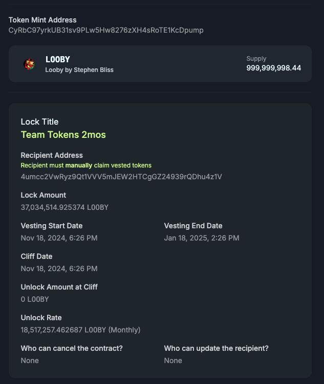 The rest of 40% locked for 2 months. 

solscan.io/tx/3rDGrL8NyS3…