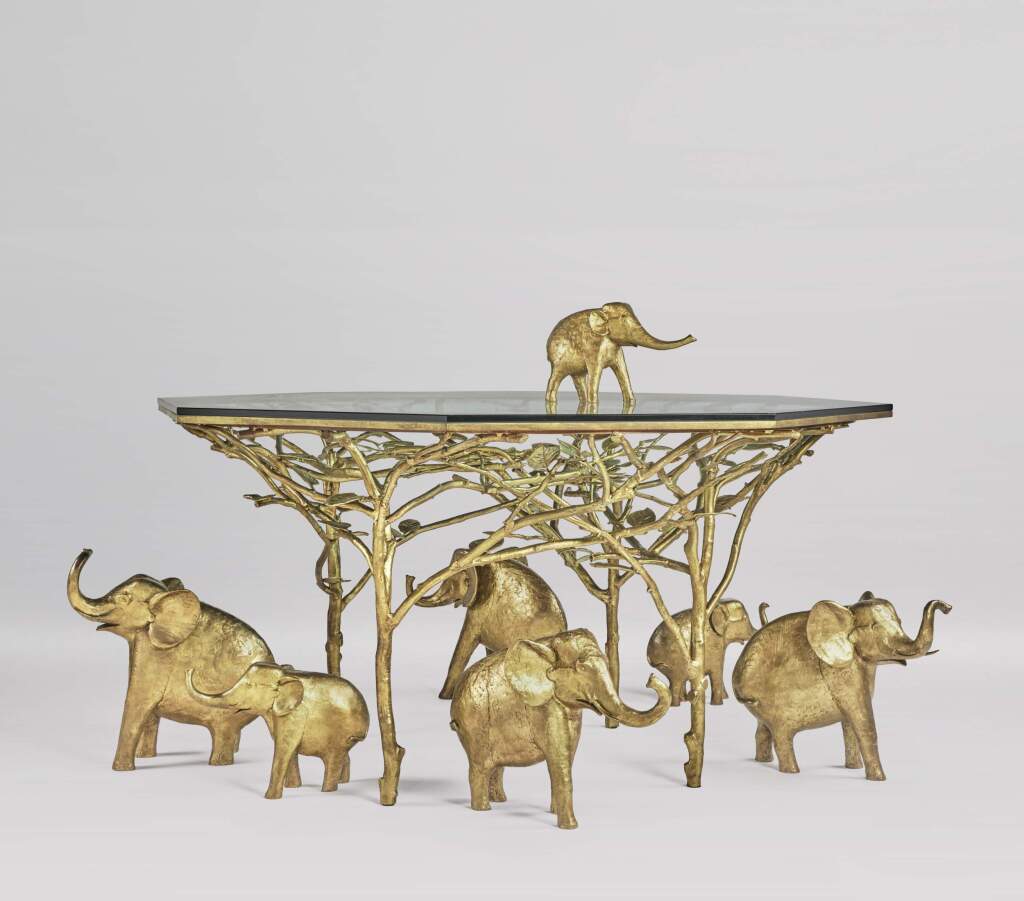 Sothebys's tweet photo. #AuctionUpdate: Blending artistry and function, François-Xavier Lalanne’s ‘Troupeau d'Éléphants dans les Arbres’ Table has achieved a remarkable $11.6M at auction. #SothebysDesign https://t.co/16m0d6HgFk