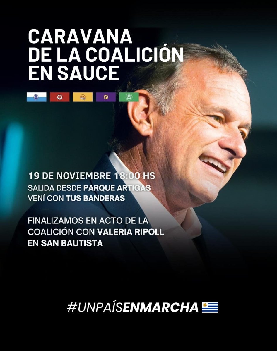 picanelones's tweet photo. 🚗✨ ¡Nos vemos en Sauce!
Este martes 19 de noviembre a las 18:00 hs salimos desde el Parque Artigas con nuestras banderas. Finalizamos en San Bautista con un acto de la Coalición.

¡Sumate a la caravana y sigamos construyendo #UnPaísEnMarcha 💪
@pindependiente_ https://t.co/9GGeUckzl2