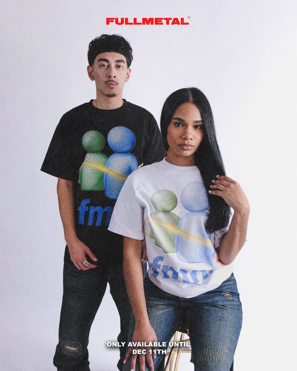 fullmetalco's tweet photo. Miss those MSN group chats? Relive the nostalgia with our new FMN shirts—available now until Dec 11th. Don’t wait, grab yours today at https://t.co/69mOz2iuxW https://t.co/OwLKsjtfc3