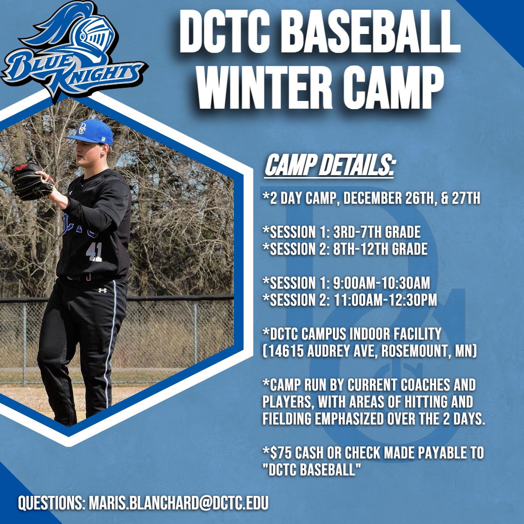 Excited to offer a Winter Camp again this year! Don’t miss a great opportunity to work with our coaching staff and current players! Come enjoy 2 days with the Blue Knights! 🎄➡️⚔️

Register here: docs.google.com/forms/d/e/1FAI…