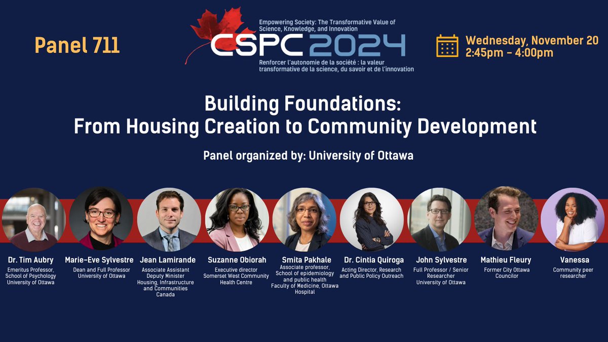 Forum pour le dialogue Alex Trebek (@trebekforum) on Twitter photo Save the date: Nov. 20 /2:45 p.m.#uOttawaPanel #711
On Day-1 of #CSPC2024, join policymakers <a href="/HICC_ca/">Housing, Infrastructure and Communities Canada</a>, <a href="/DrCiviluOttawa/">Droit Civil uOttawa</a>'s Dean <a href="/MEveSylvestre/">Marie-Eve Sylvestre</a>, <a href="/uOttawa/">Université d'Ottawa | University of Ottawa</a> researchers and community leaders to exchange on innovative approaches for tackling Canada's housing and homelessness crisis. Save the date: Nov. 20 /2:45 p.m.#uOttawaPanel #711
On Day-1 of #CSPC2024, join policymakers <a href="/HICC_ca/">Housing, Infrastructure and Communities Canada</a>, <a href="/DrCiviluOttawa/">Droit Civil uOttawa</a>'s Dean <a href="/MEveSylvestre/">Marie-Eve Sylvestre</a>, <a href="/uOttawa/">Université d'Ottawa | University of Ottawa</a> researchers and community leaders to exchange on innovative approaches for tackling Canada's housing and homelessness crisis.