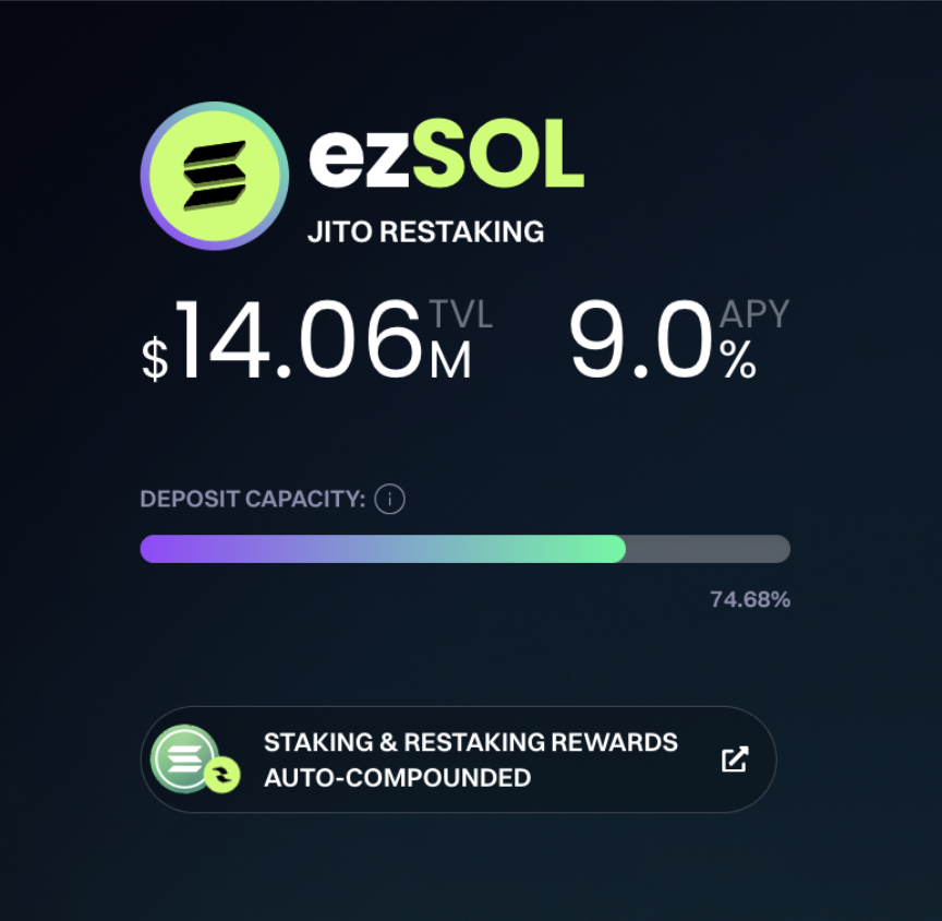RenzoFinance's tweet photo. Aight fam! ezSOL is the only restaking play on @solana @jito that gives real community incentives 🤌

Step 1: Stake jitoSOL on Renzo to get ezSOL 9.0% 
https://t.co/PQ7w4UQUmf

Step 2: Deposit ezSOL on @KaminoFinance for another 8.45% in JTO &amp; REZ
https://t.co/bjSPwgwjYd https://t.co/GMVMXiFUEE