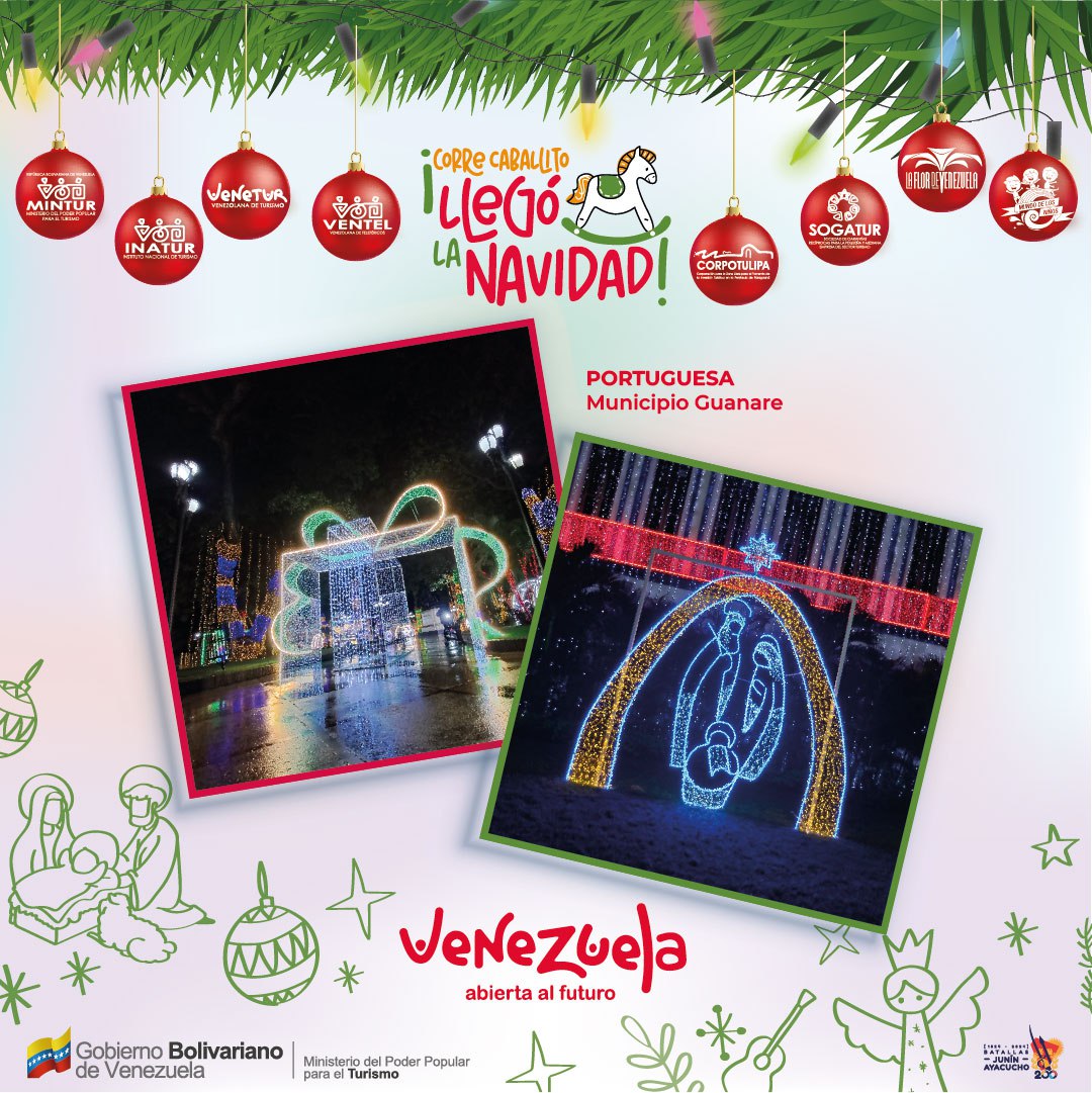InaturMonagas's tweet photo. Las navidades felices te esperan en Portuguesa! 🎄

Vive con paz y alegri‌a la magia de la mejor e‌poca del an‌o y visita los lugares emblema‌ticos para que disfrutes en familia.

¡Vive la Navidad en Portuguesa! 

¡Te esperamos! https://t.co/qJjbKXwhyk