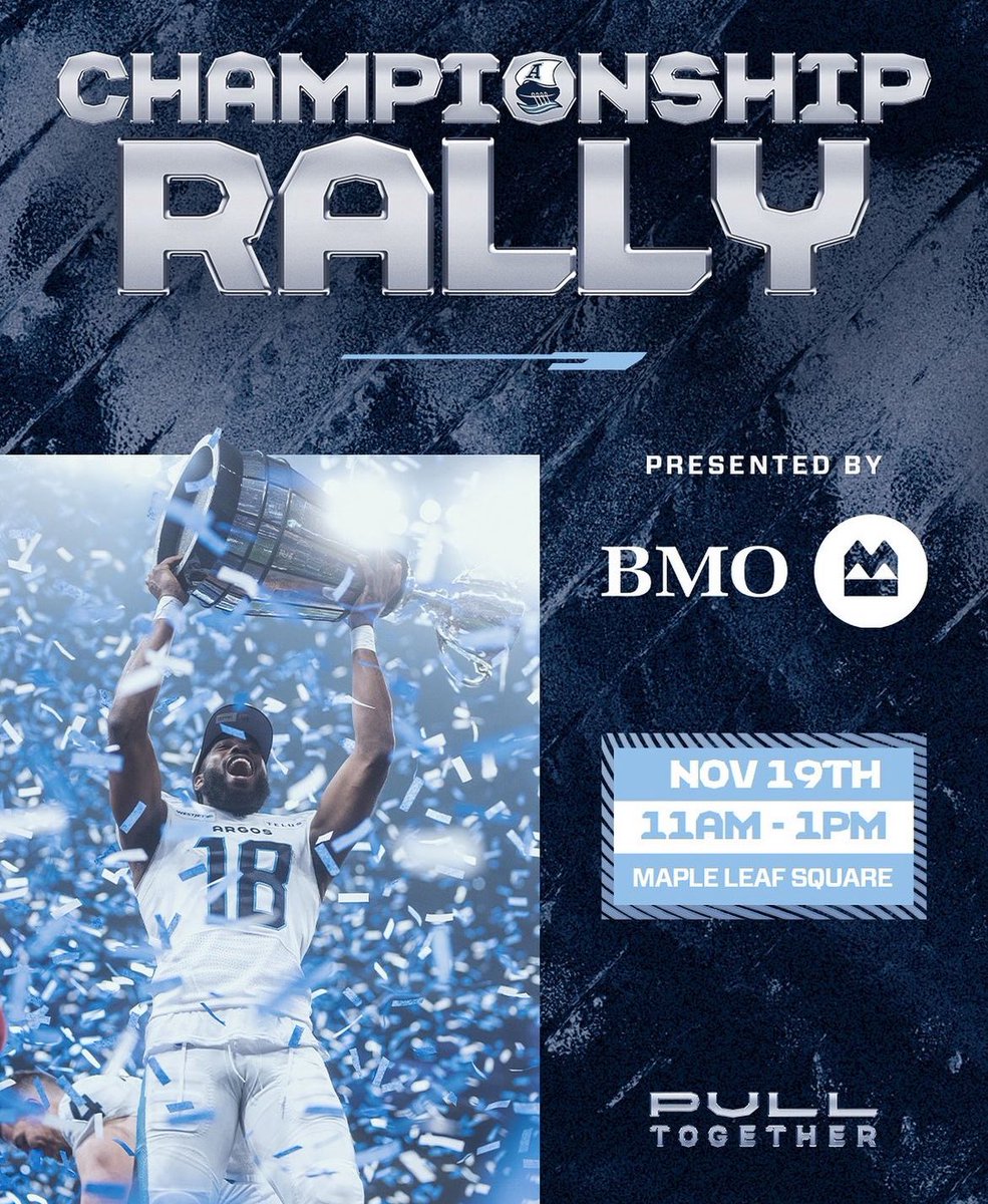 I’ll be LIVE at the <a href="/TorontoArgos/">Toronto Argonauts</a> celebration rally at Maple Leafs Square at noon for <a href="/CTVToronto/">CTV News Toronto</a> / <a href="/CP24/">CP24</a>! See y’all there! #GreyCup2024 #TorontoArgonauts