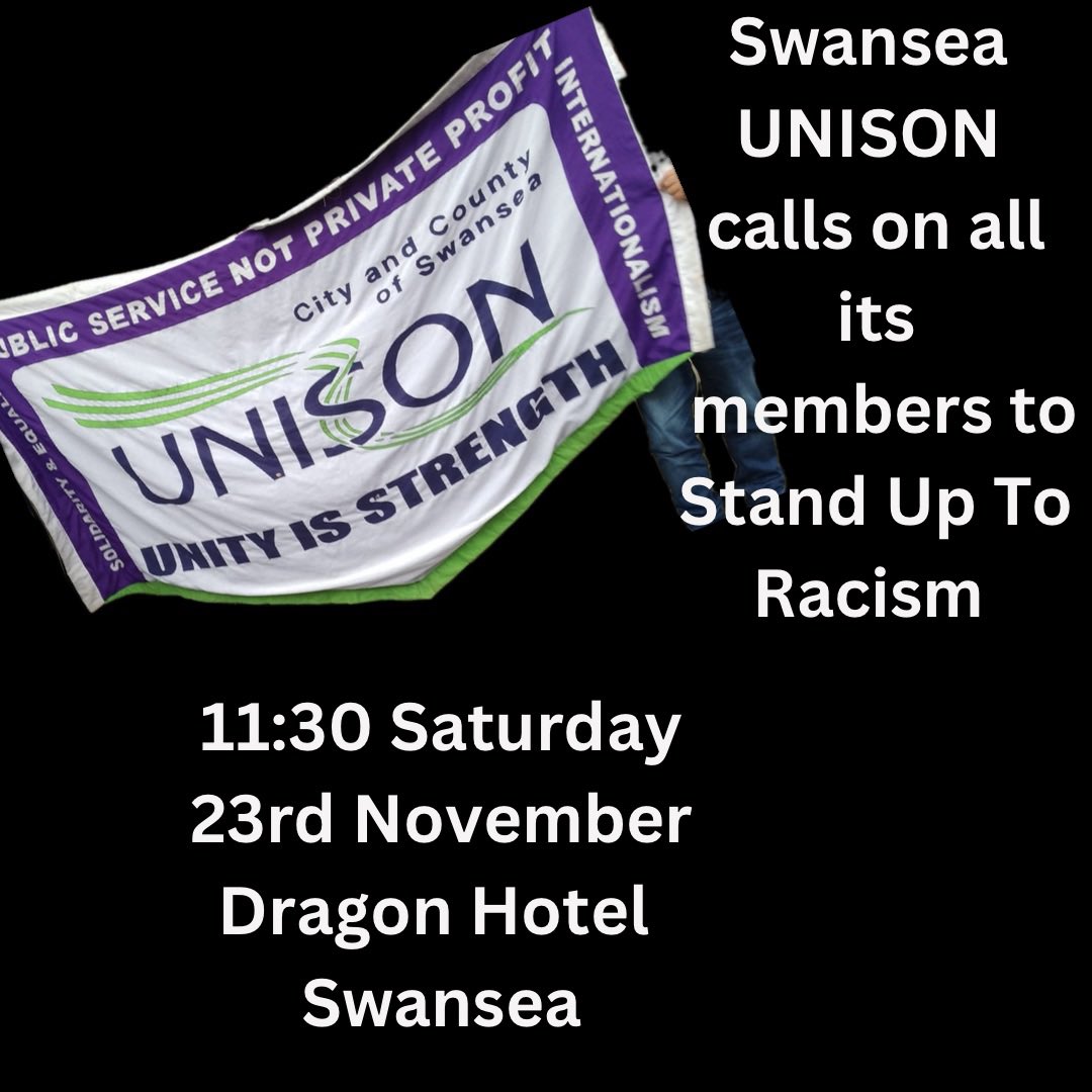 sutr_wales's tweet image. Well done to UNISON who are mobilising against racism and the far right in Swansea next Saturday @walestuc @rcccymru @ AntiRacismDay @UNISONWales @BLMCymru @eystwales