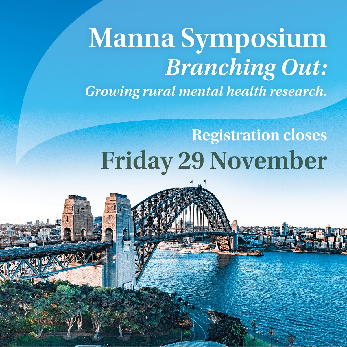 10 days left to register!!
Places are limited so head to mannainstitute.au/symposium-regi… to secure your spot and attend what is going to be an amazing event 🙌
#MannaInstitute #mentalhealthresearch #mentalhealthawareness #mentalhealth #regionalmentalhealth #australianmentalhealthsupport
