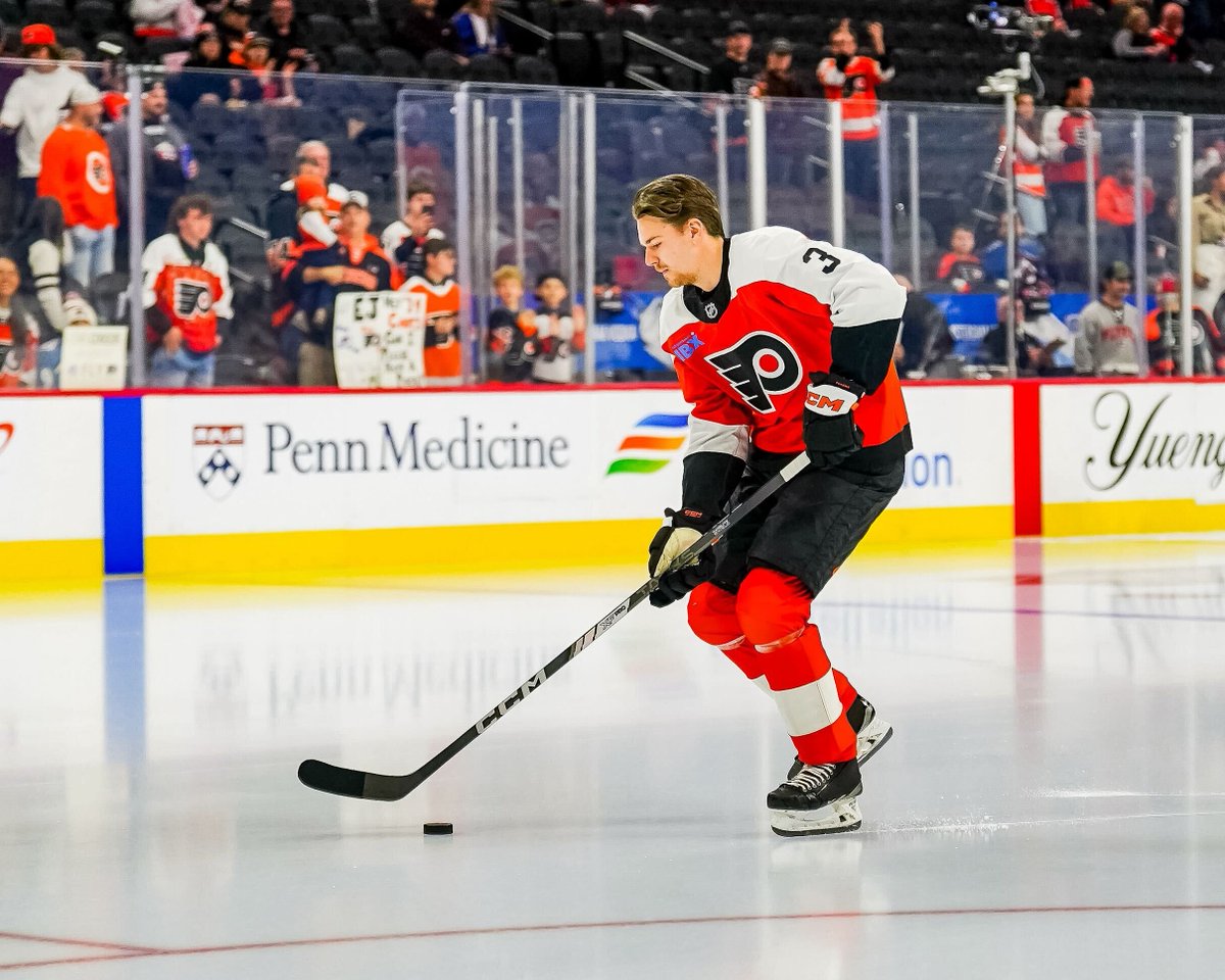 NHL's tweet photo. Rookie lap time for Helge Grans! 🟠⚫ 

📺: @NHLNetwork https://t.co/1UAywIIW7a