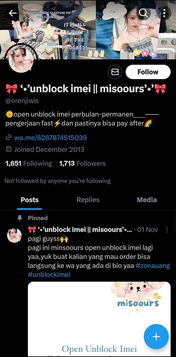 kaerimedstud's tweet photo. HELP RT ‼️ PENIPU ‼️
Habis ditipu 600k sama ini akun. Tolong dong ramein biar gaada yang ketipu lagi. Makasii 

@orenjiwis @wiyudts  
083197382767 
dana 
mridhowar 👈🏻 pelaku 

#zonauang  #zonajajan #penipu #unblockimei #lacaklokasi #jasalacak https://t.co/XKoUizXOxT