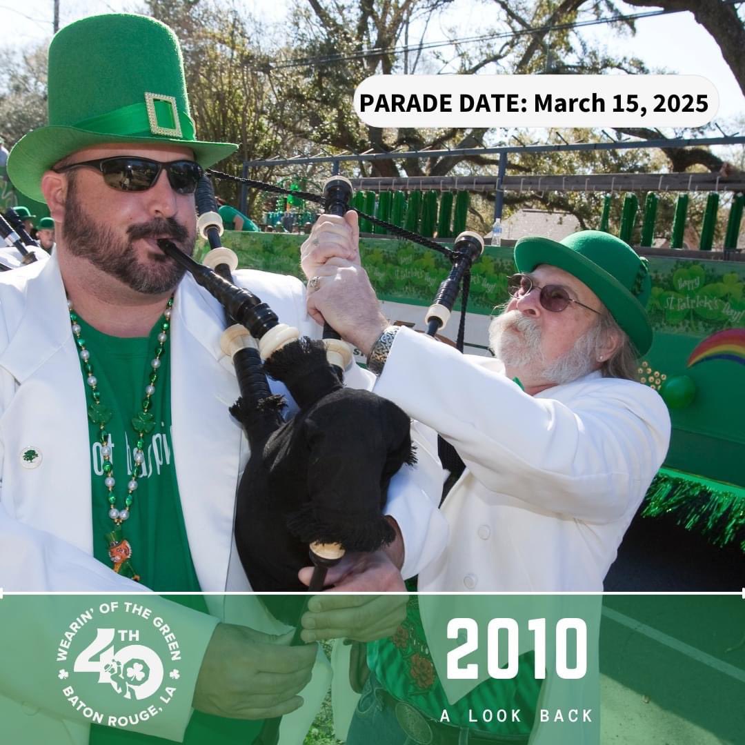 Irishparade's tweet photo. Great fun St Pats parade in #BatonRougeLouisiana! Join us 03/15/2025 for our next one! This was a shit in 2010. https://t.co/JfayFjERg5