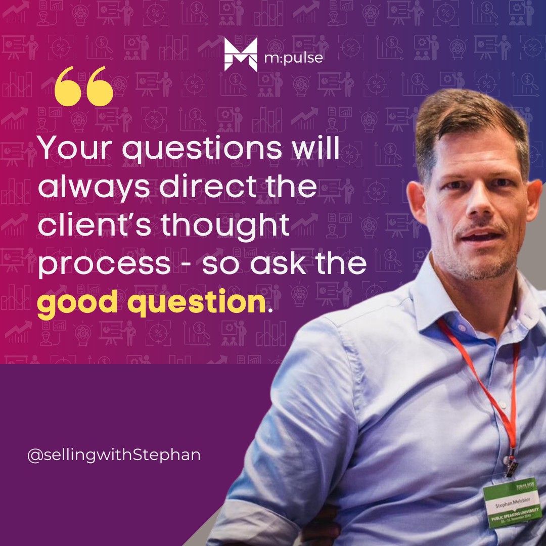 StephanMpulse's tweet photo. Your client will always be influenced by your line of questioning.
 ​
So, as a sales person, it is essential that you ask clear, value-based questions that will drive your conversation towards a successful sale!​ 😄

DM me if you want to learn my strategy for this!​
With a 30-min FREE value call we can figure out how to boost your sales!

#sellingwithstephan #salescoaching #valueselling #salesadvice #clientcare #salesandmarketing #salestips #salesperson #MondayMotivation