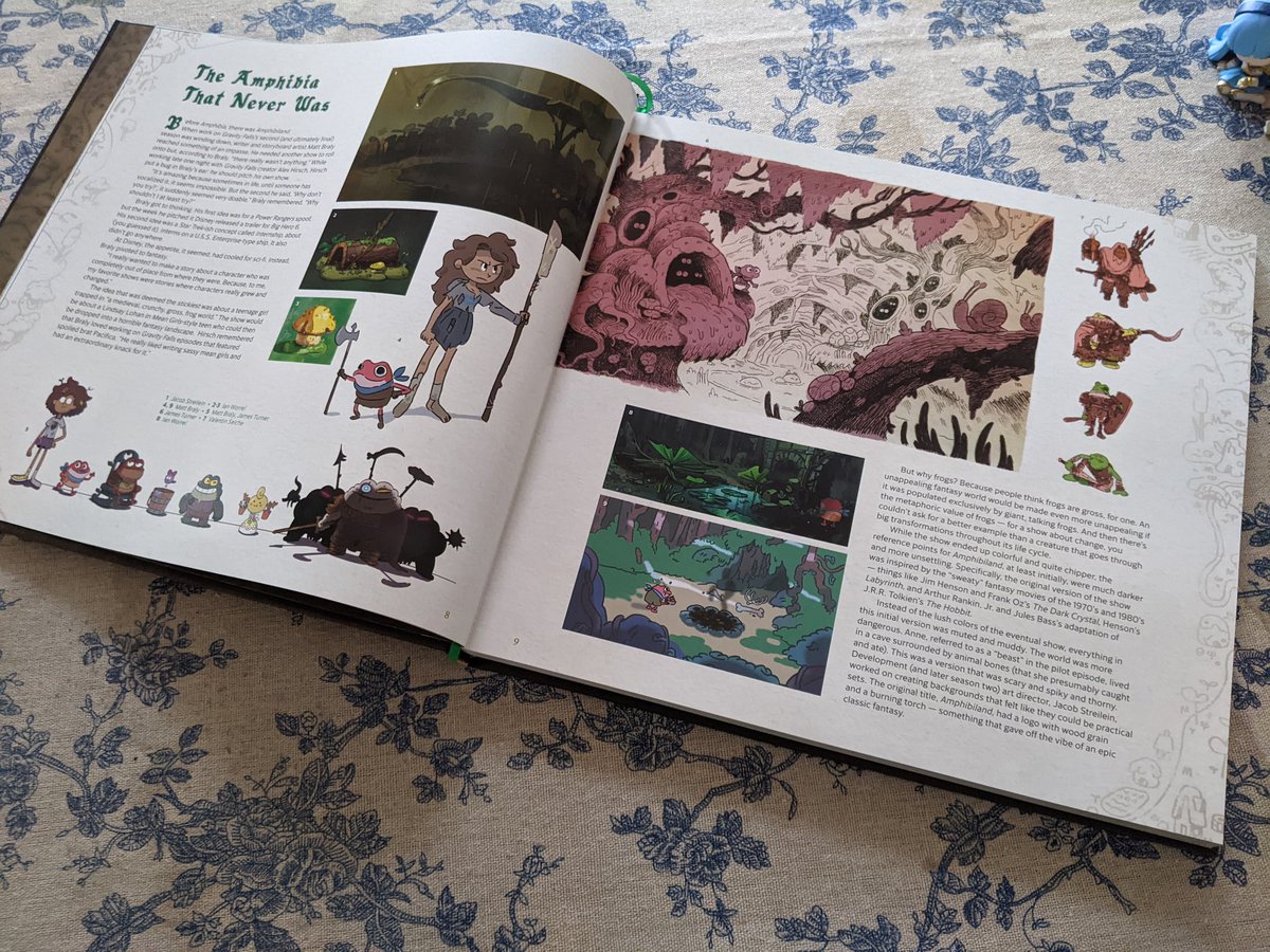 Radrappy's tweet image. Received an almost final printing of Art of #Amphiba and am sitting here vibrating with excitement just look at this stuff