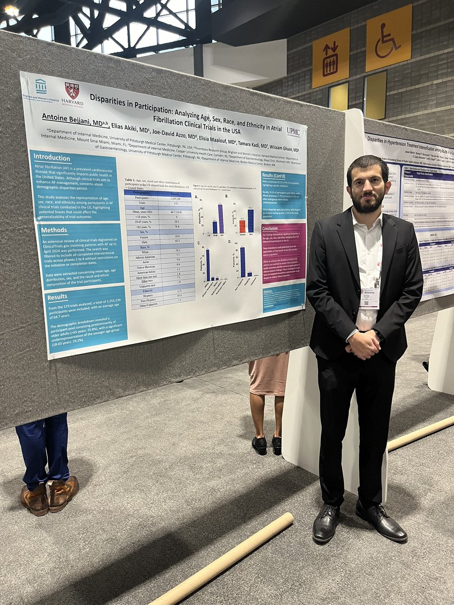 Had an amazing time at #AHA24 presenting my poster on age, sex, race and ethnicity disparities across published #AF trials in the US! ⬆️ diversity in enrollment is highly needed!
