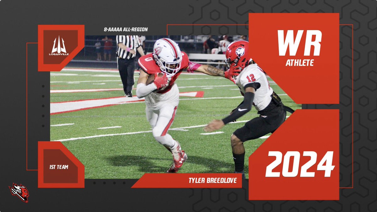 Congratulations to our 8-AAAAA All-Region selection, Senior, WR/ATH: <a href="/TylerBreedlove0/">Tyler (TB) Breedlove 🖤🌟</a>! #LEO🔱