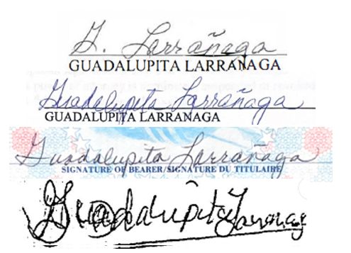 MikeLarranaga's tweet photo. Periodically, I will be adding evidence that doing business with @raiz_us is indeed risky!  Here's a signature from a forged check that Raiz honored, paid, etc.  There are 3 true signatures and one forgery. You would want your bank to catch these, I'm sure. You be the judge. https://t.co/wpFyym3GOR