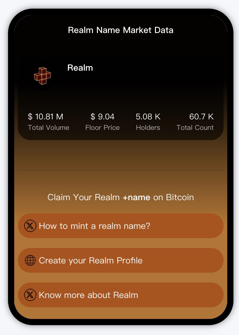 RealmNameDaily's tweet photo. 🎉 We have created an #xTheme introduction page for the #Realm community.
🔗 https://t.co/FEGMyb4uxW
👉Through this page, you can quickly learn about Realm and navigate to various related products.
👏Special thanks to @xthe_me and @fangniubot! https://t.co/cjyHVcgTXw