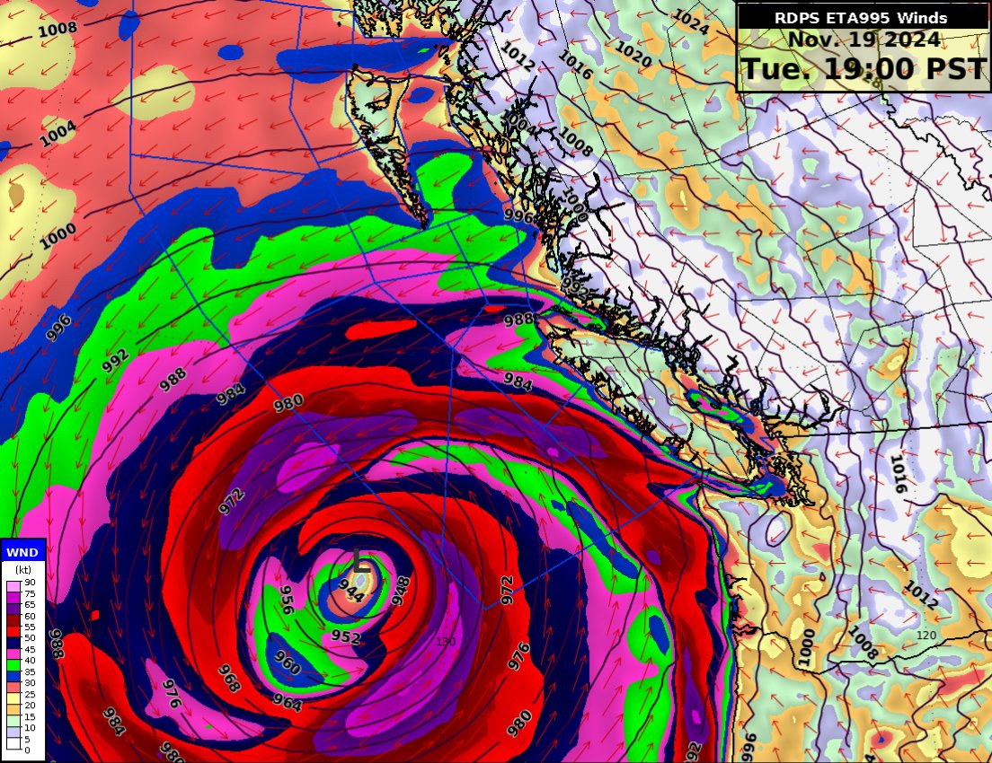 ECCC Weather British Columbia (@ecccweatherbc) on Twitter photo A #BombCyclone will impact the BC coast Tue & Wed. The system will remain offshore but winds gusting to 90 km/h are expected Tuesday night for much of the coast and Vancouver Island, locally upwards of 110 km/h. Watch for power disruptions. #bcstorm
ow.ly/N2Ir50U9A3h A #BombCyclone will impact the BC coast Tue & Wed. The system will remain offshore but winds gusting to 90 km/h are expected Tuesday night for much of the coast and Vancouver Island, locally upwards of 110 km/h. Watch for power disruptions. #bcstorm
ow.ly/N2Ir50U9A3h