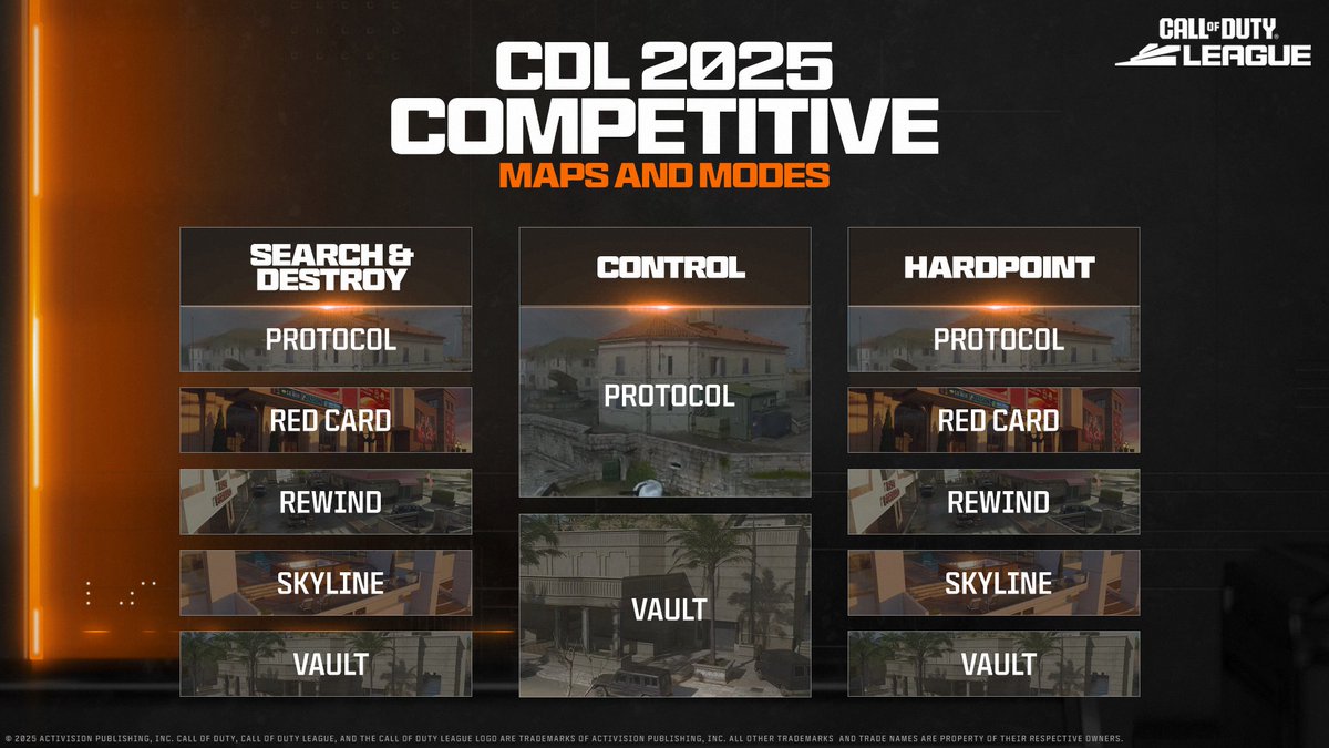 CODLeague's tweet image. Official Maps &amp;amp; Modes for #CDL2025 👇