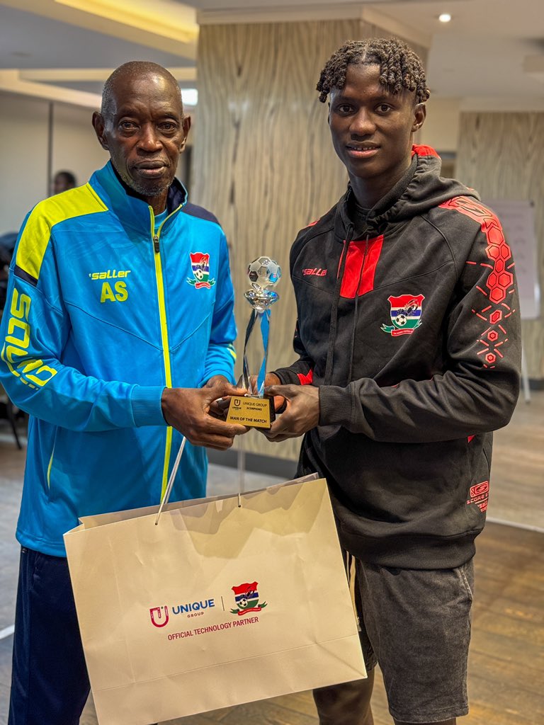 On his full international debut for the Gambia, Mahmudu Bajo was awarded the Unique Group Man of the Match award in our 1-0 win over Tunisia in Rades today.