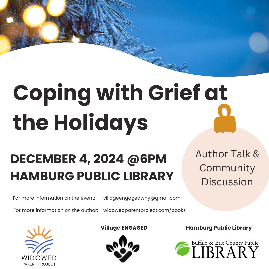 Local to Western New York? Join me and @VillageENGAGED for an author talk (by me!) and community discussion on grief at the holidays.