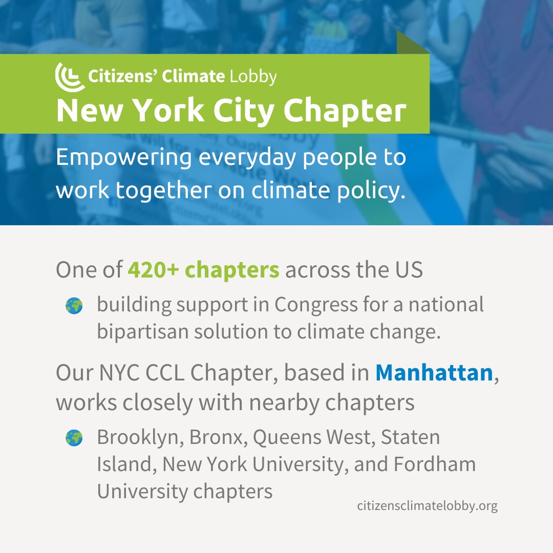 CCLNewYorkCity's tweet photo. Welcome to CCL NYC! Join us for our Monthly Metro Wide Call - held on the third Wednesday of every month. @citizensclimate #CCL2024 https://t.co/ljw9zyxS9G