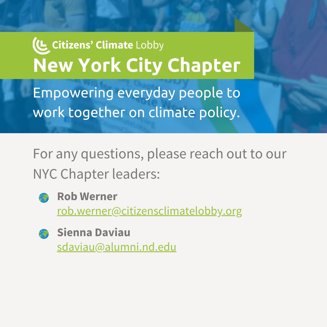 CCLNewYorkCity's tweet photo. Welcome to CCL NYC! Join us for our Monthly Metro Wide Call - held on the third Wednesday of every month. @citizensclimate #CCL2024 https://t.co/ljw9zyxS9G