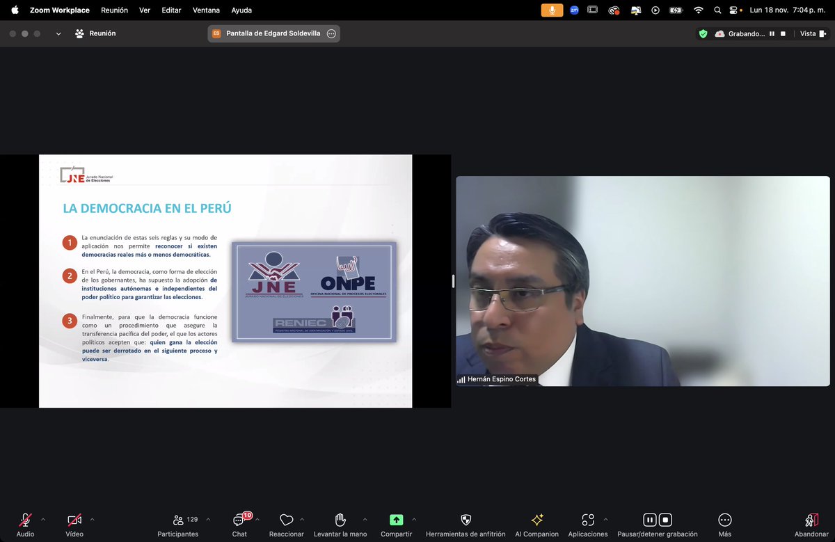 📌 Se llevó a cabo el 1er día del Ciclo de conferencias “Elecciones y democracia”, con la participación del presidente del JNE, Mg. Jorge Luis Salas y el Mg. Hernán Espino, asesor del Pleno 5 del JNE.