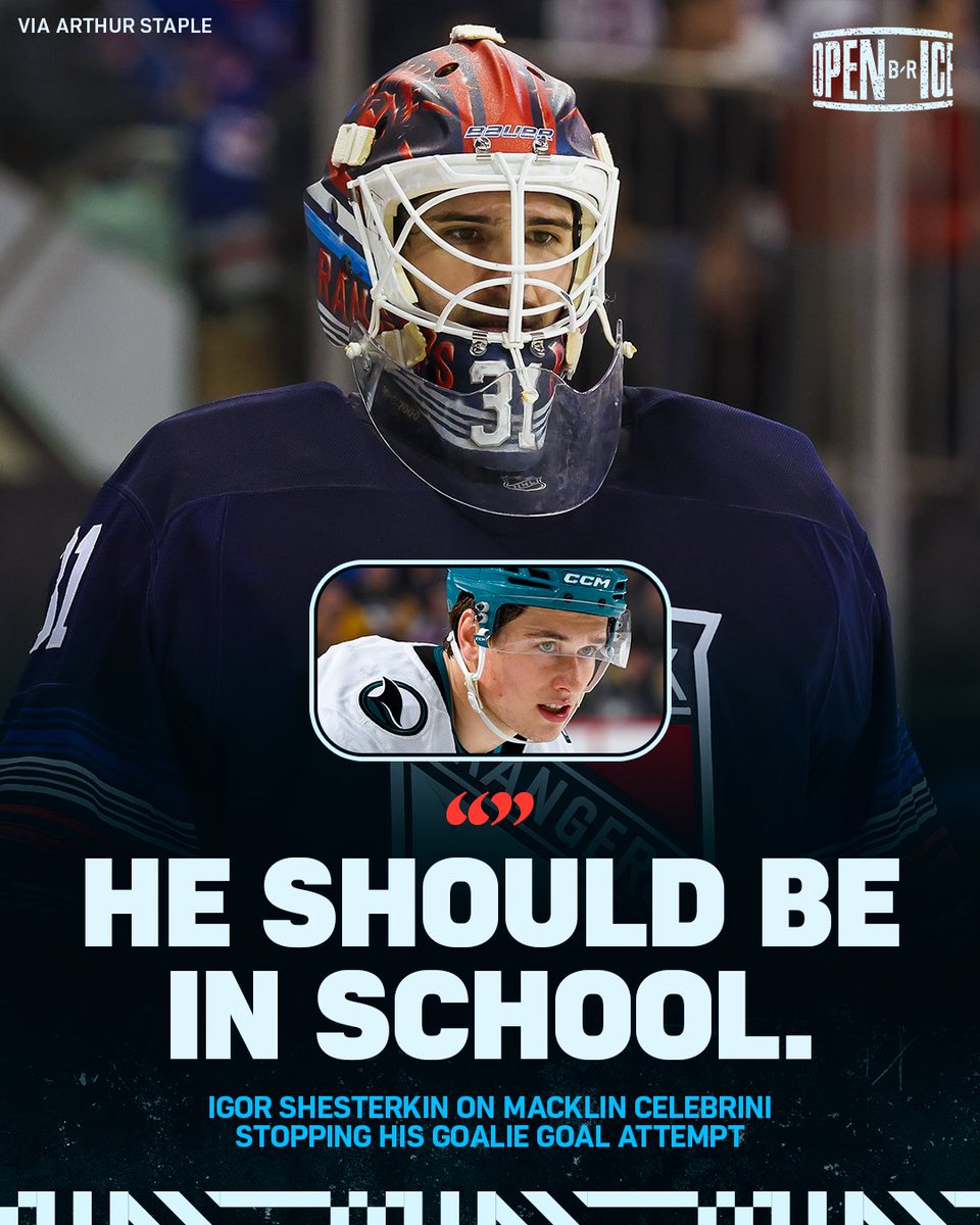Igor Shesterkin has a message for Macklin Celebrini for intercepting his goalie goal attempt 🤣

(via @StapeAthletic)