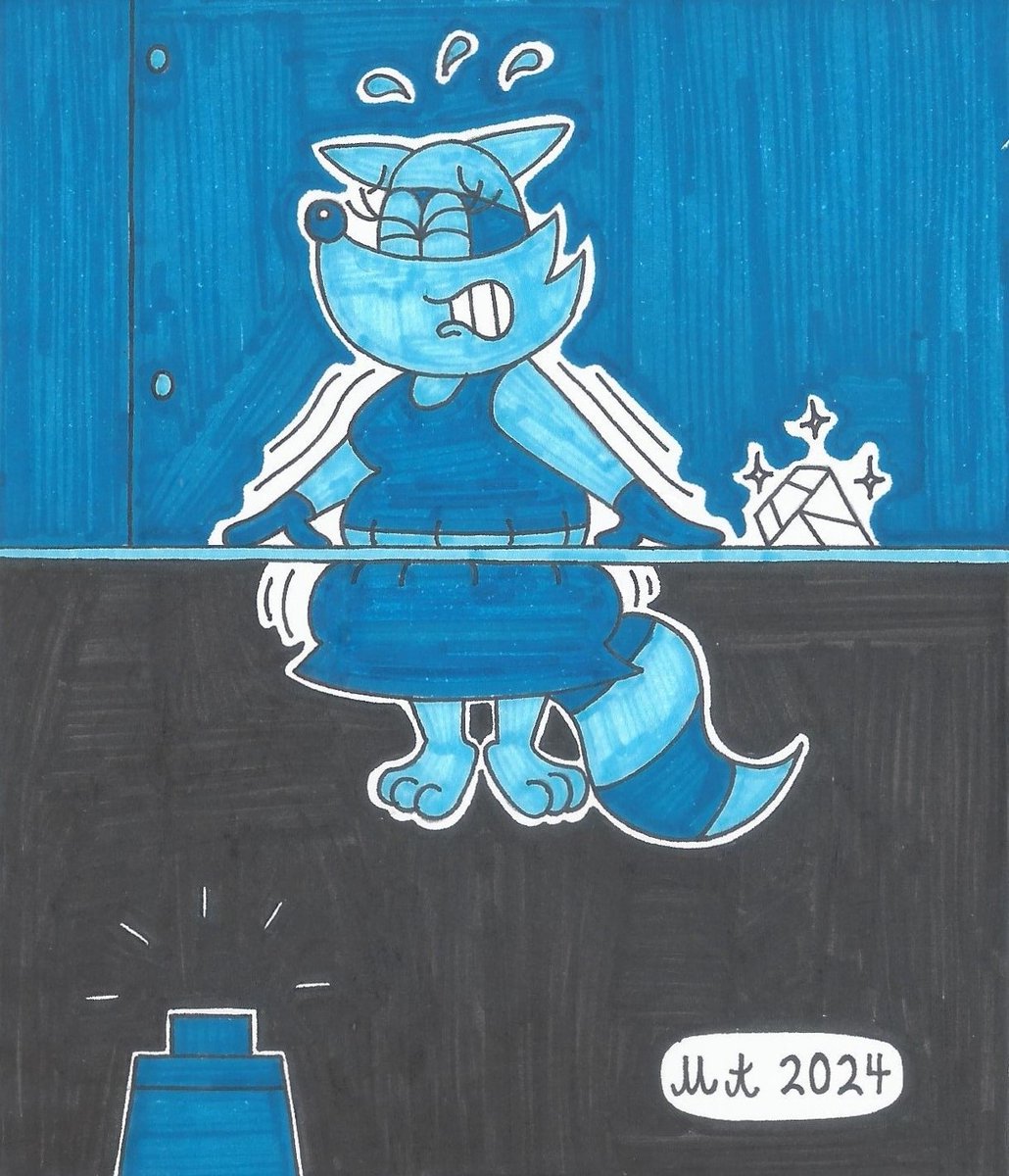 Matthew07463002's tweet photo. For @jackbrady1010
Stealing the diamond from the museum is one thing, but trying to escape through the air vent is a "BIG" problem! Even for a plump raccoon like Azula found out.
#fanart #raccoon #Azula #thief #diamond #stuck #airvent https://t.co/aZQLodrF68
